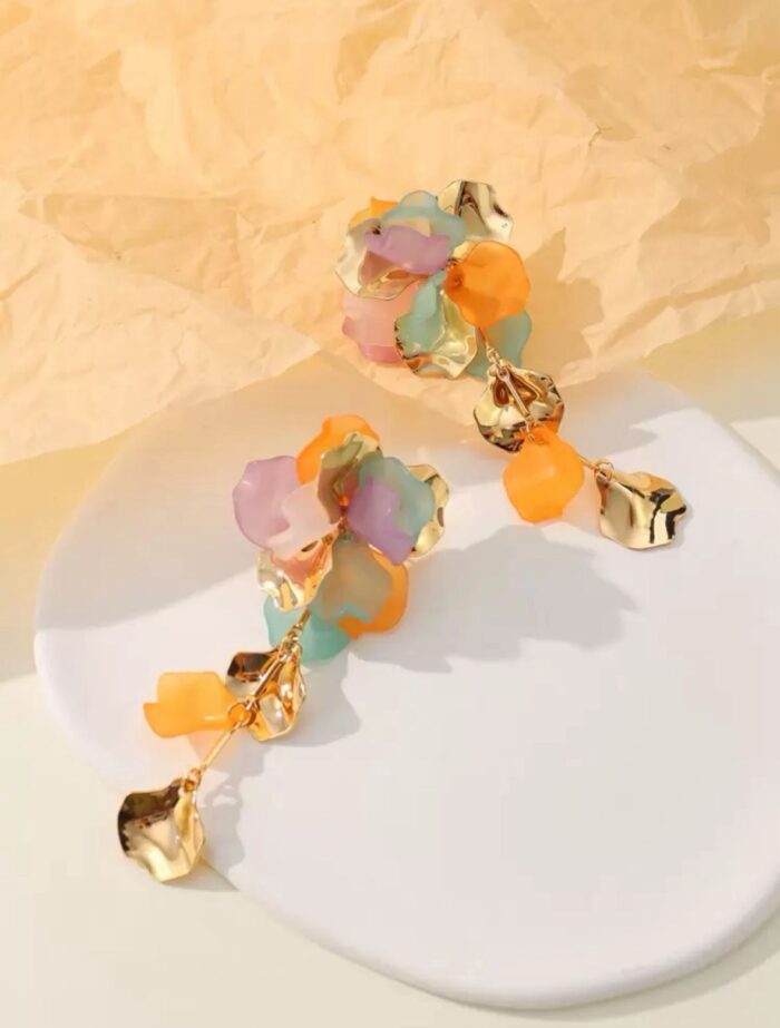 Vintage Handmade Flower petal Earring - Image 3