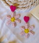 Pink Hand beaded soft Earrings