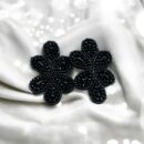 Intricately beaded ivory & Black tones Earring