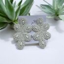 Intricately beaded ivory & Black tones Earring