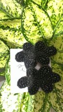 Intricately beaded ivory & Black tones Earring