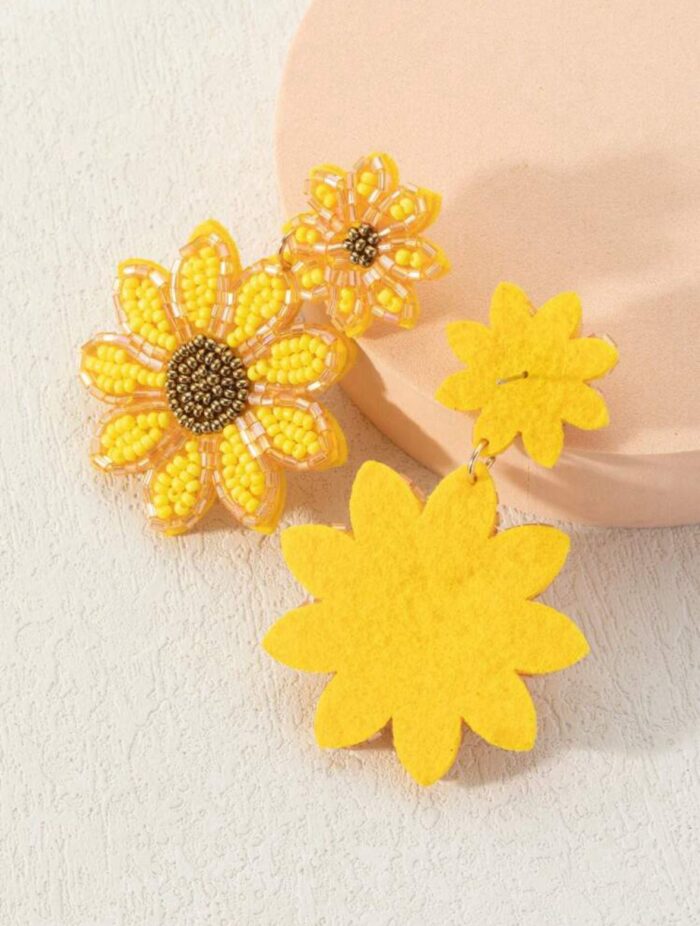 Cute Sunshine Sunflower Handmade Earring - Image 3
