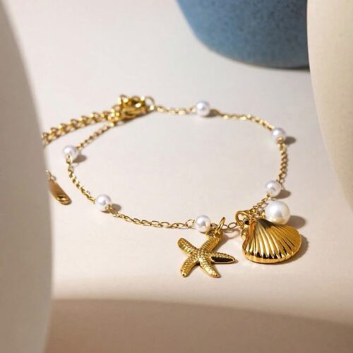 Pearl chain seashell starfish Bracelett