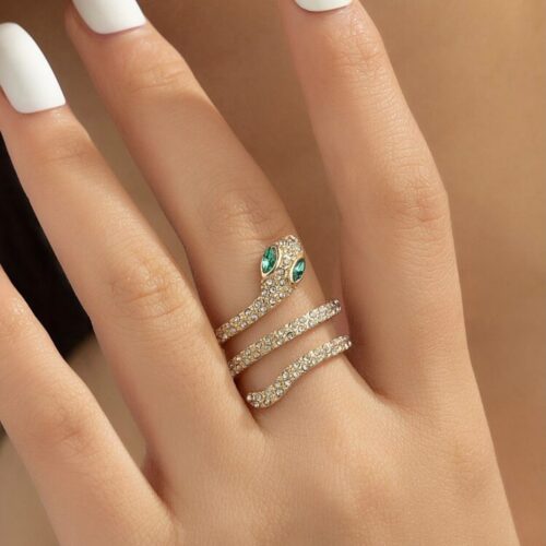 Rhinestone Snake wrap Decor Ring