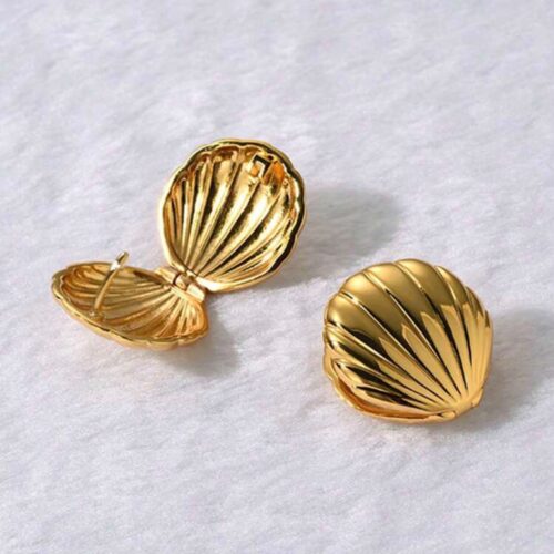 vintage french style alloy shell 3d double sided textured ear cuff