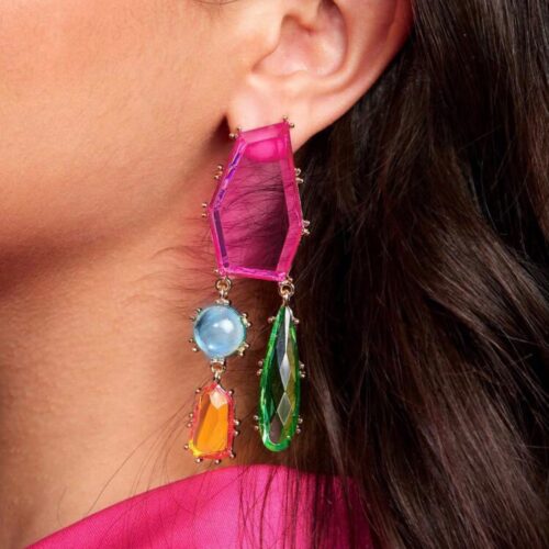 Multicolor decorative drop earrings