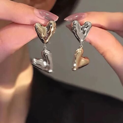 style metallic dangle earrings in gold & silver color