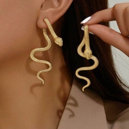 gold patterned Snake design earrings