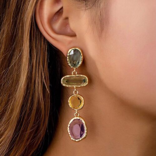 Long Geometric Multicolor earrings