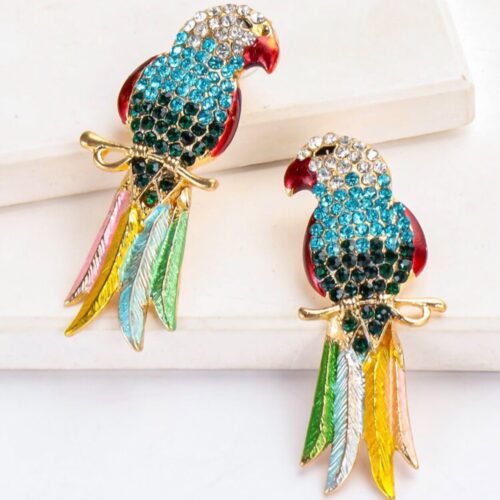 Rhinestone Bird Earrings