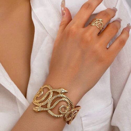 cross border cleopatra snake design bracelet & ring set