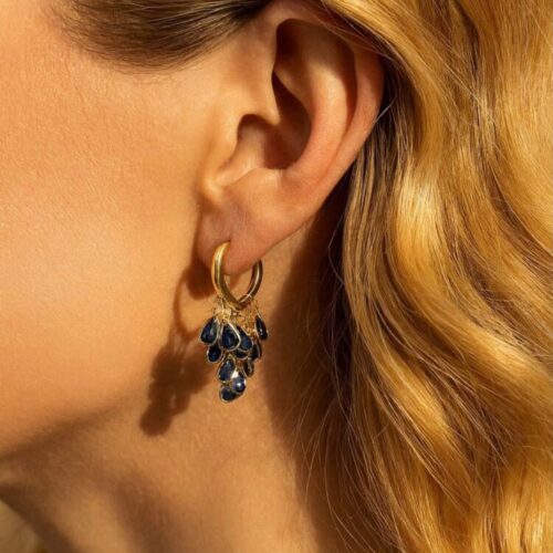 blue Pearlscent water drop earrings