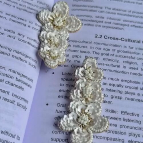 Lily pearl hand beaded earrings