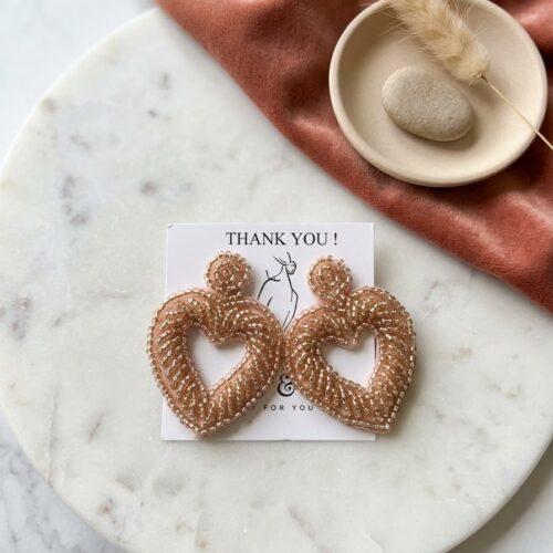 The Peach Beaded Heart