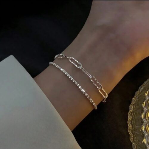 925 silver double chain bracelet