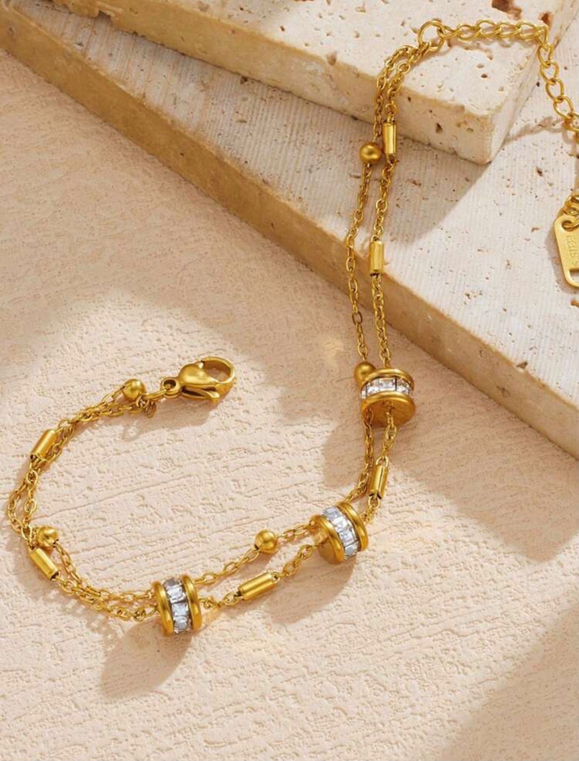 18k gold plated Elegant Daimond Decor multilayered bracelet - Image 3