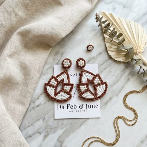 Bronze lotus Beaded Earrings