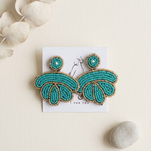 Beaded Cute Lotus Leaf Earrings