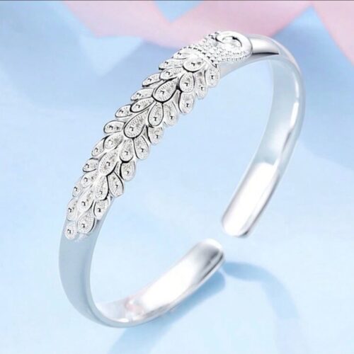 925 Silver Plating Elegant Peacock screen bangle